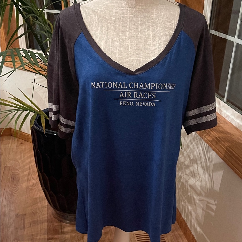 Reno Air Racing Women's Blue and Gray Short Sleeve Tee
